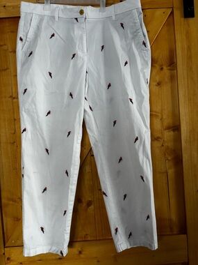 TALBOTS RELAXED CHINOS - embroidered PARROT PRINT SIZE 14P